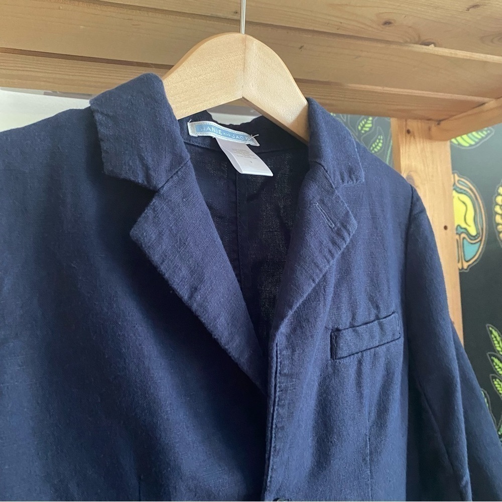 Janie and Jack Navy Blue Linen Cotton Blazer Jacket 3t - Picture 6 of 11